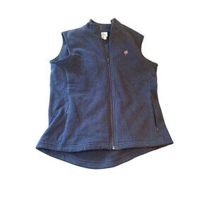 Lilly Pulitzer Black Sleeveless Zip-Up Fleece Vest Palm & Ladybug Embroidery Med